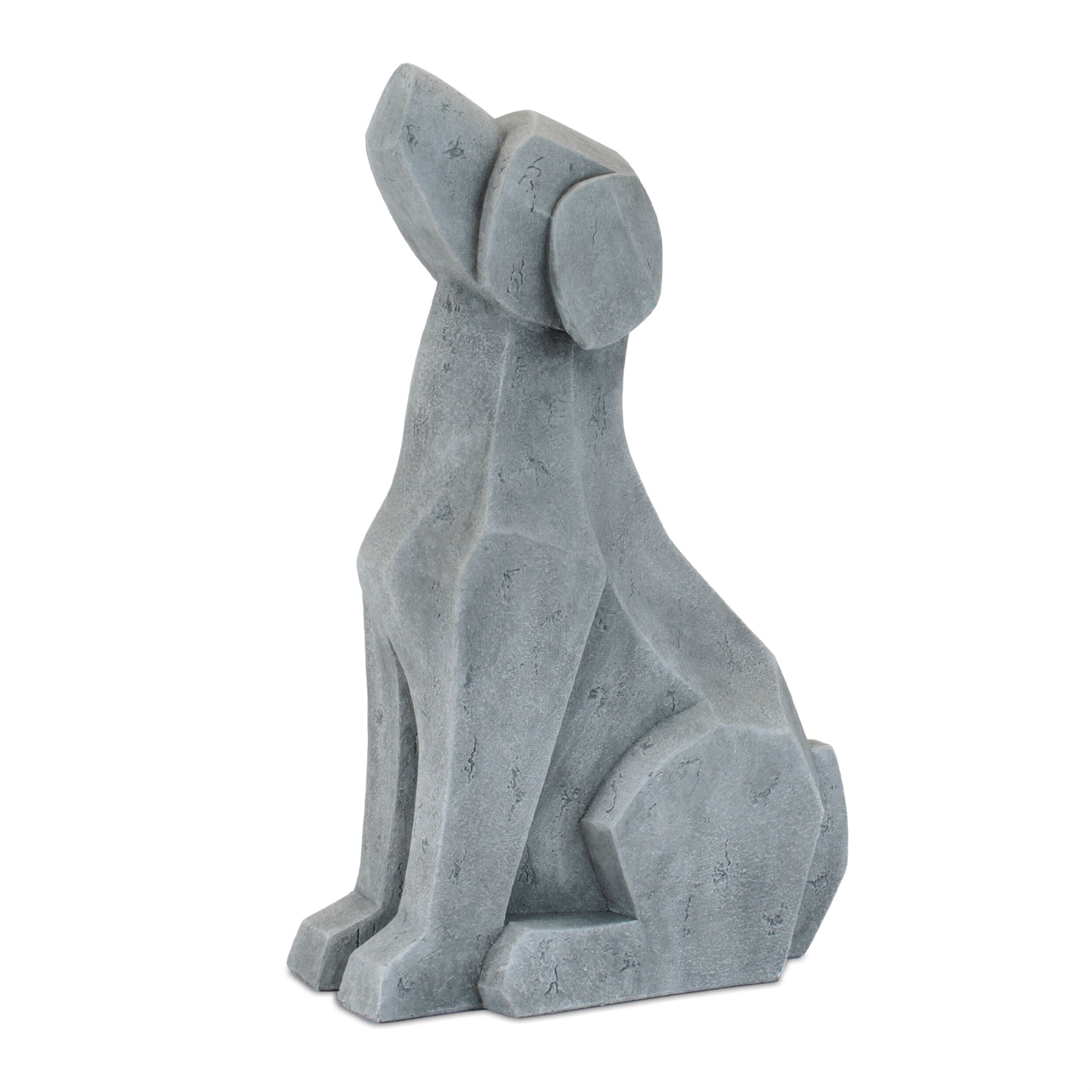 Modern Sitting Dog and Cat Statue Set of 2, GRAY, alternate image number 2