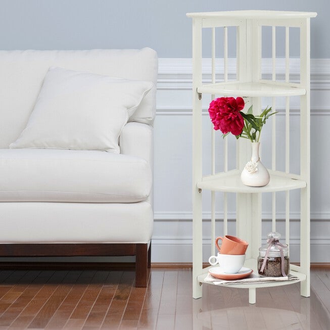 4-Shelf Corner Folding Bookcase-White, , alternate image number 7