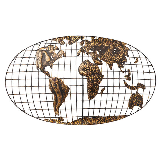 Iron World Map Wall Art, GOLD, hi-res image number null