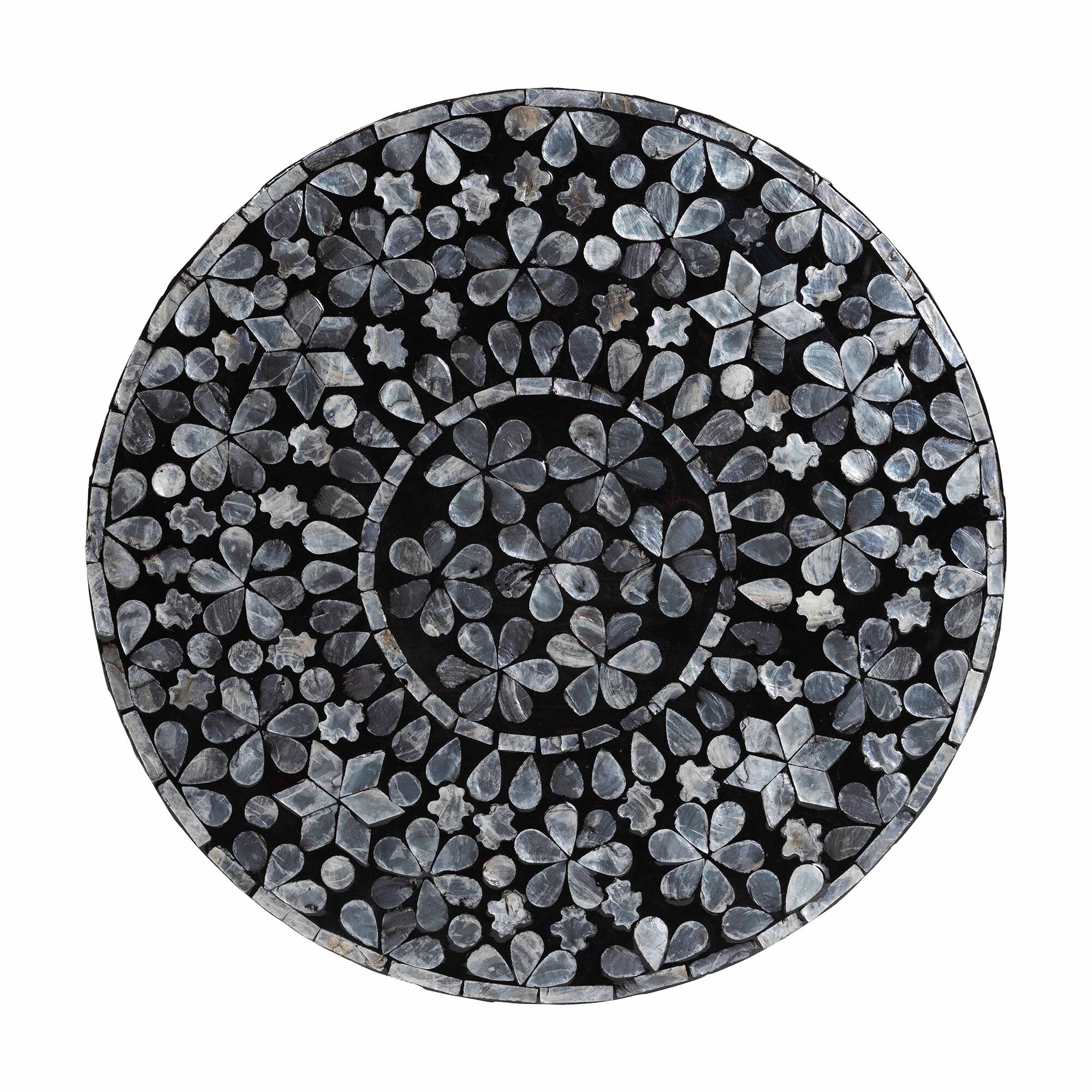 Elara Coastal Black and White Mother of Pearl Capiz Shell End Table, BLACK, alternate image number 5