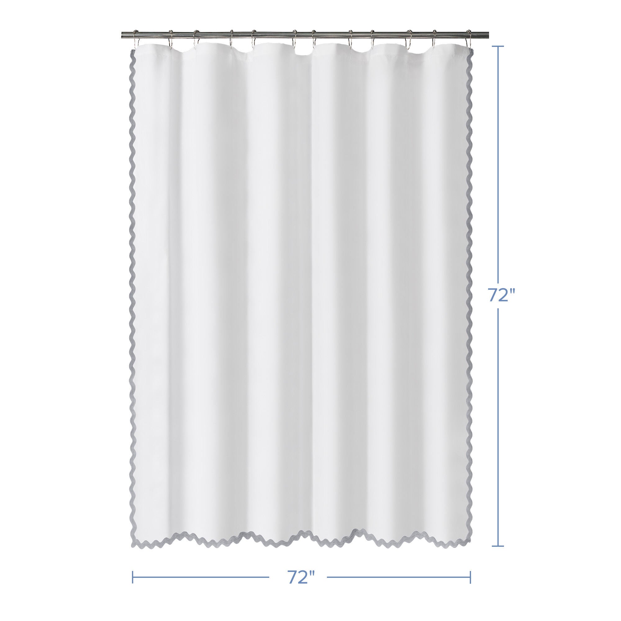 Scalloped Fabric Shower Curtain, GREY, alternate image number 4