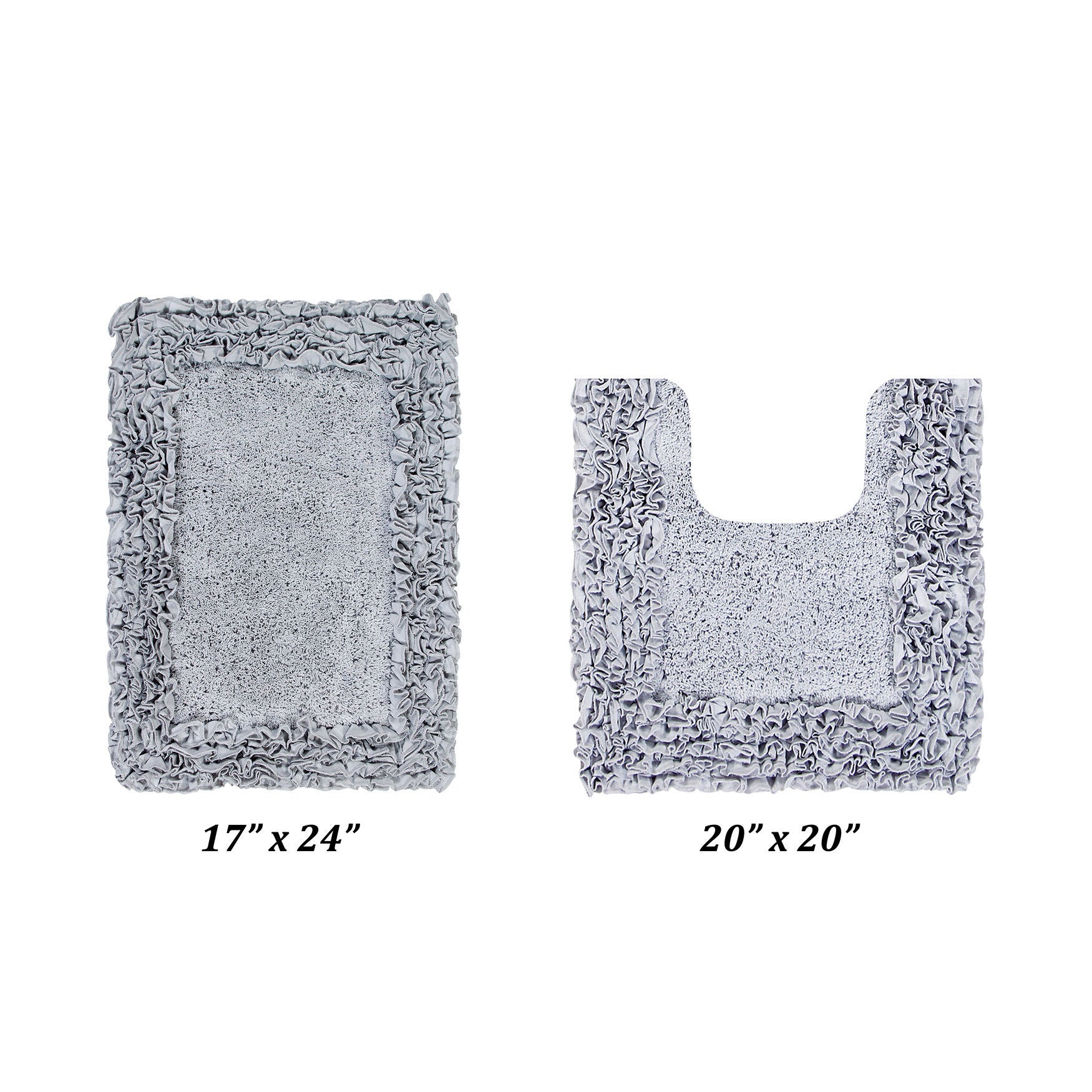 Shaggy Border Bath Rug Mat, 2 Pc Set (17 inches X 24 inches | 20 inches X 20 inches), SILVER, hi-res image number 0