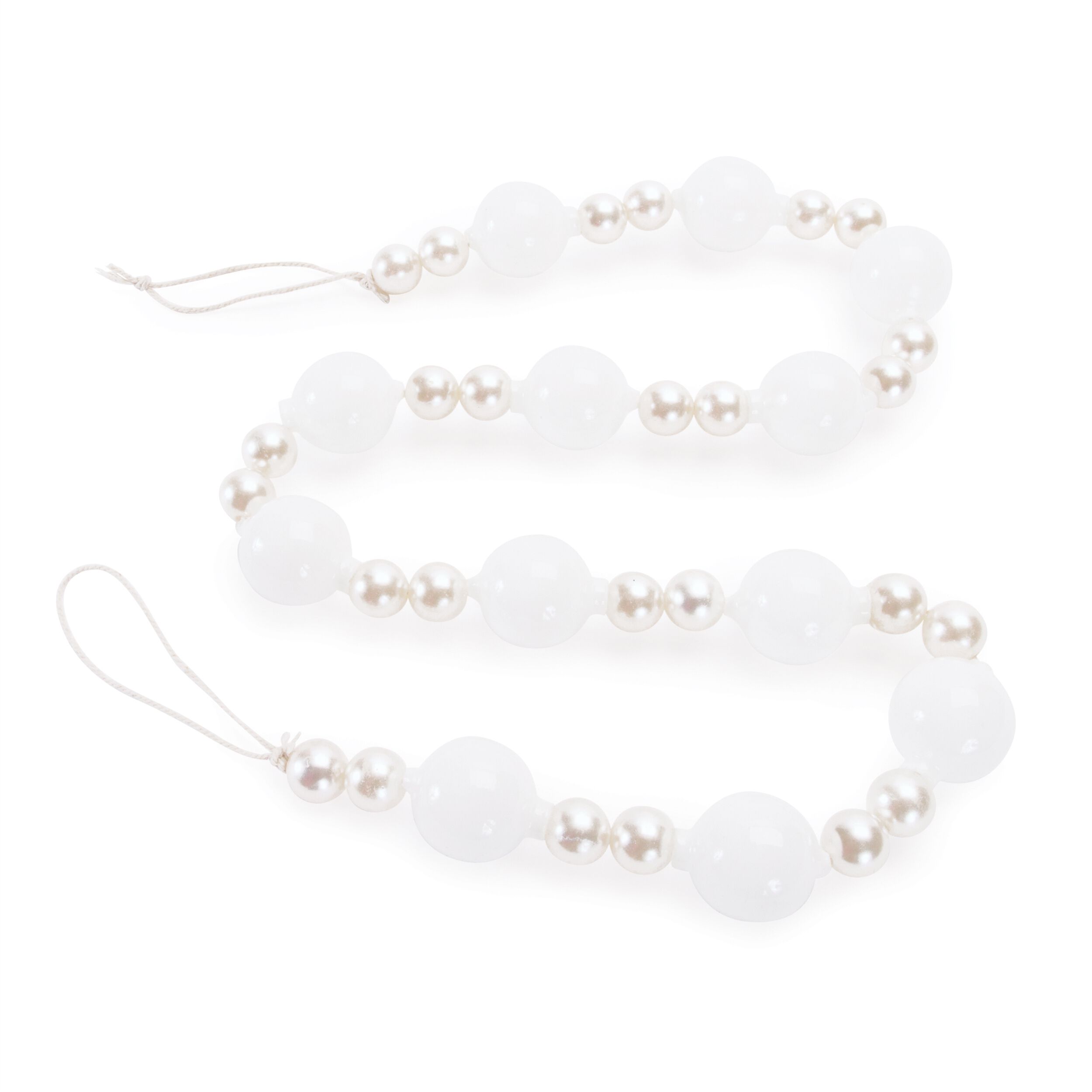 White and Pearl Glass Ball Garland 32 inches, WHITE, hi-res image number 0