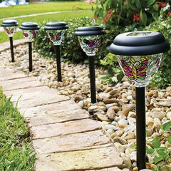 Tiffany Style Solar Stake Lights, Set of 5