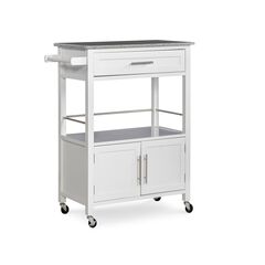 Cameron White Kitchen Cart With Granite Top