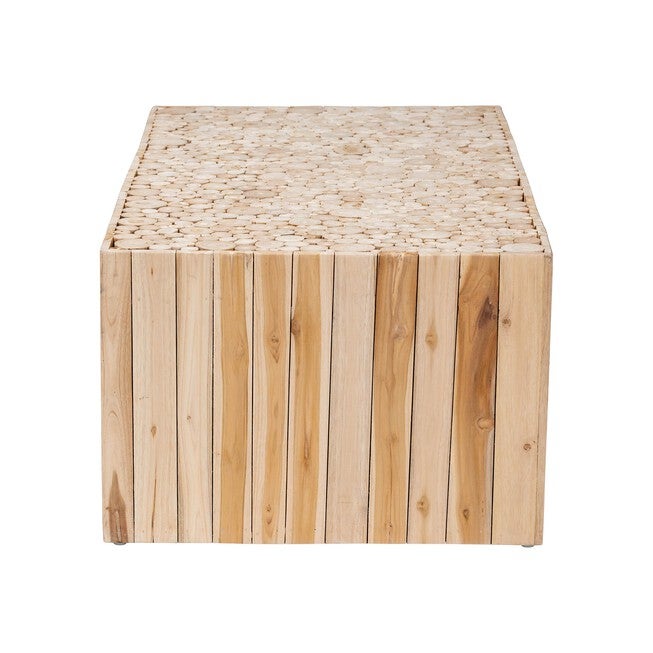Grayson Bohemian Natural Teak Wood Coffee Table with Unique Repurposed Wood Logs, NATURAL, alternate image number 3