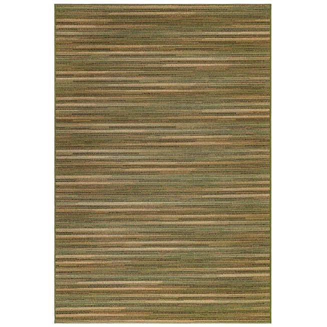 Liora Manne Marina Stripes Indoor/Outdoor Rug 23 inchesX7 feet 6 inches, GREEN, hi-res image number null