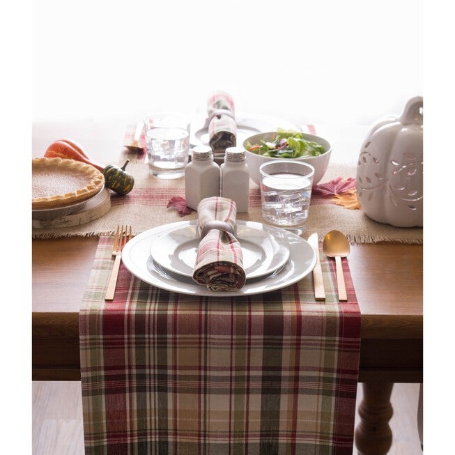 Give Thanks Plaid Table Runner 14x108, , alternate image number null