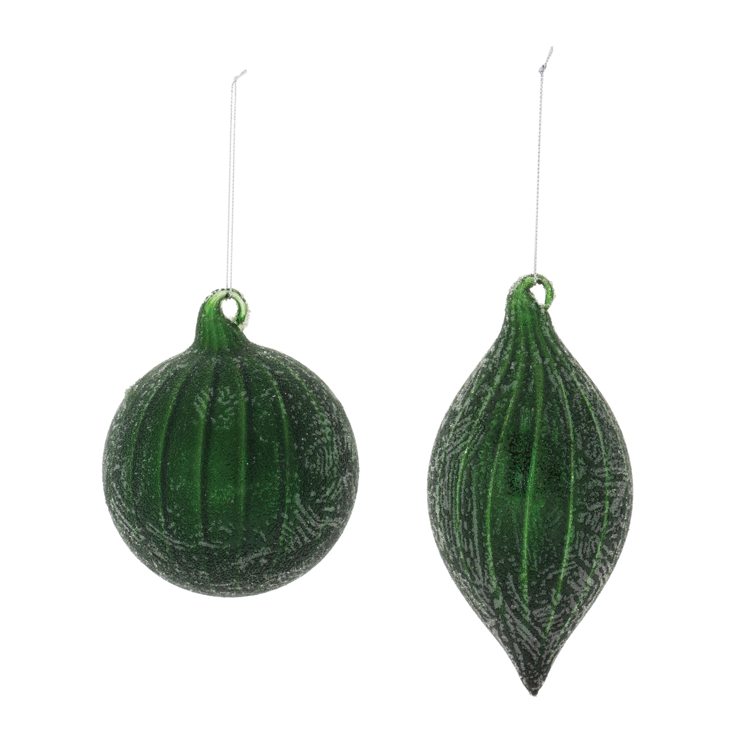Beaded Glass Ornament (Set of 6), GREEN GRAY, alternate image number 3