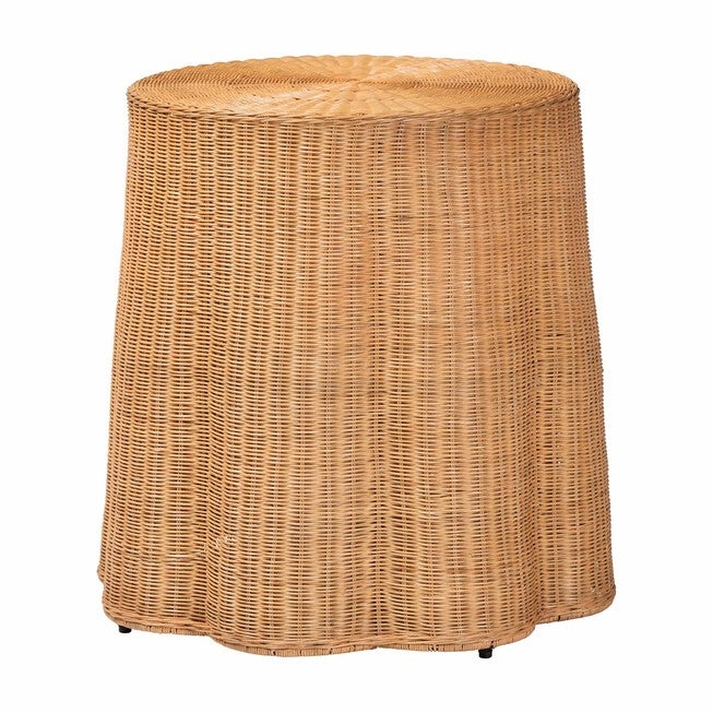 Palm Bohemian Honey Scallop Rattan Console Table, HONEY, hi-res image number null