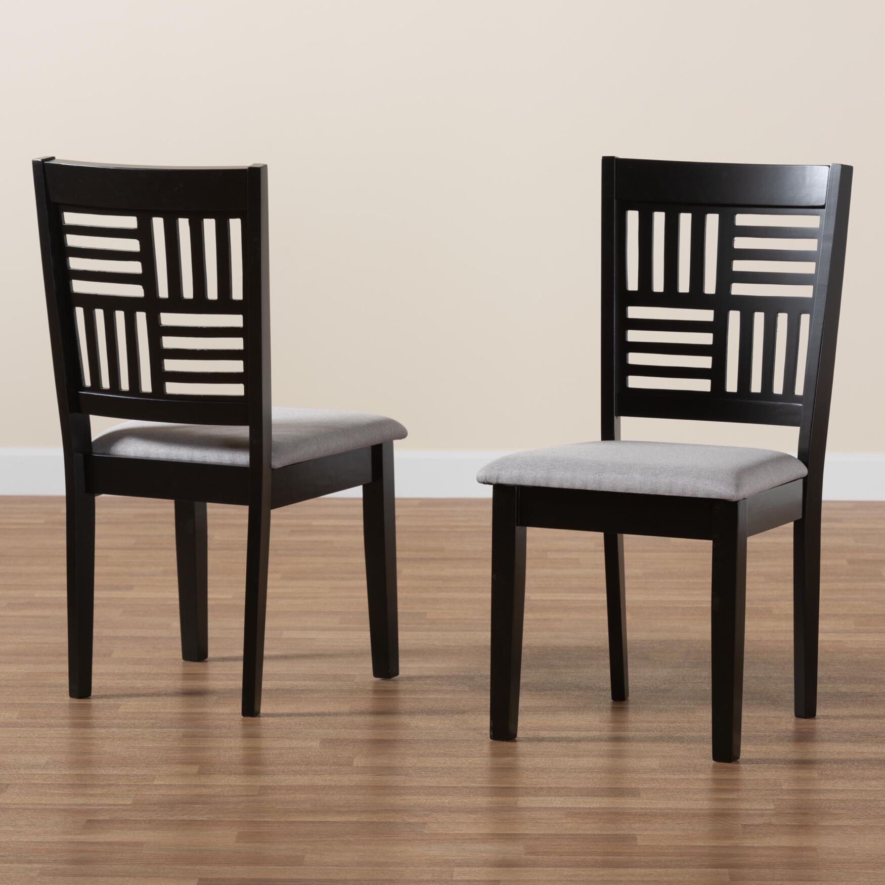 Deanna Modern Beige Fabric And Dark Brown Finished Wood 2-Piece Dining Chair Set, , alternate image number 13
