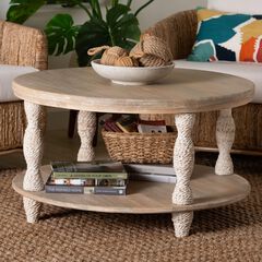 Lejane Wood Coffee Table with Seagrass Wrapped Legs