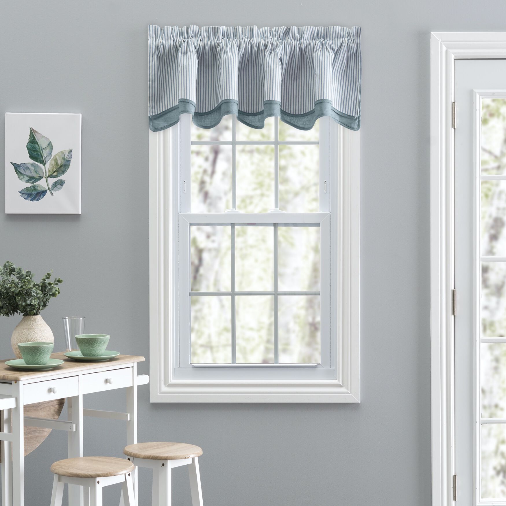 Plaza Stripe 2 Fabric Bradford Valance, BLUE, hi-res image number 0