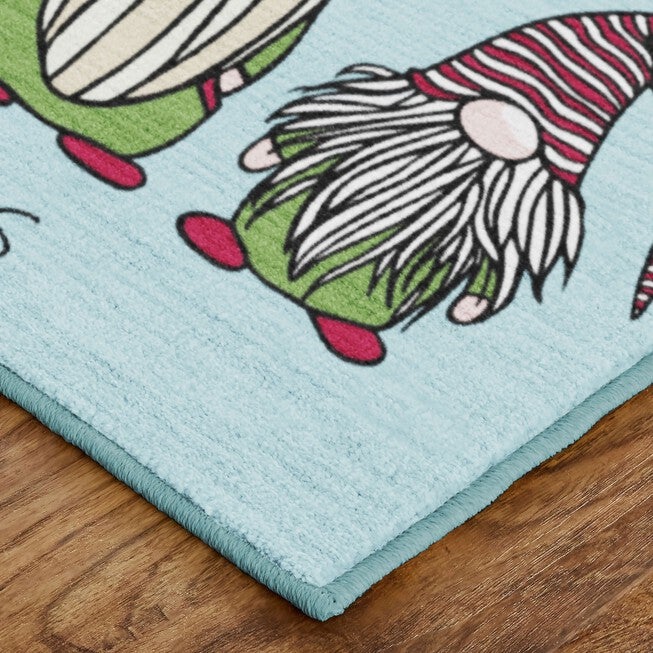 Christmas Gnomes Light Blue Kitchen Rug, , on-hover image number null