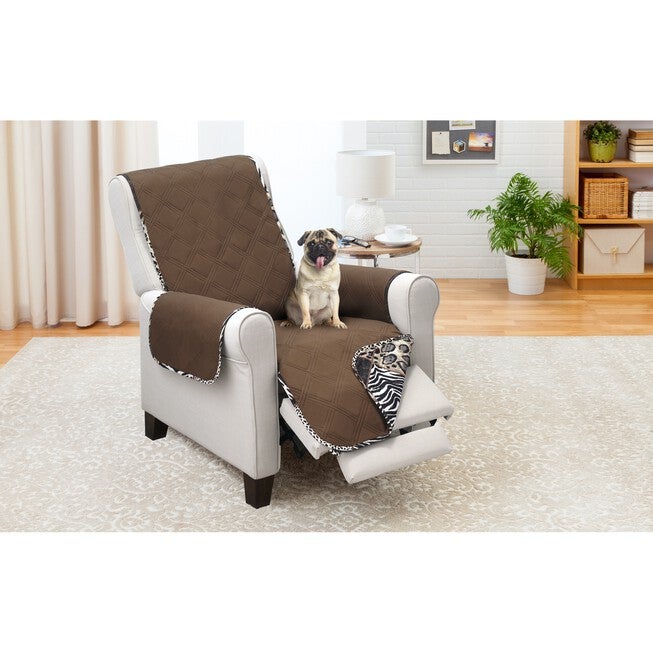 Printed Reversible Quilted Recliner Chair Protector, , alternate image number null