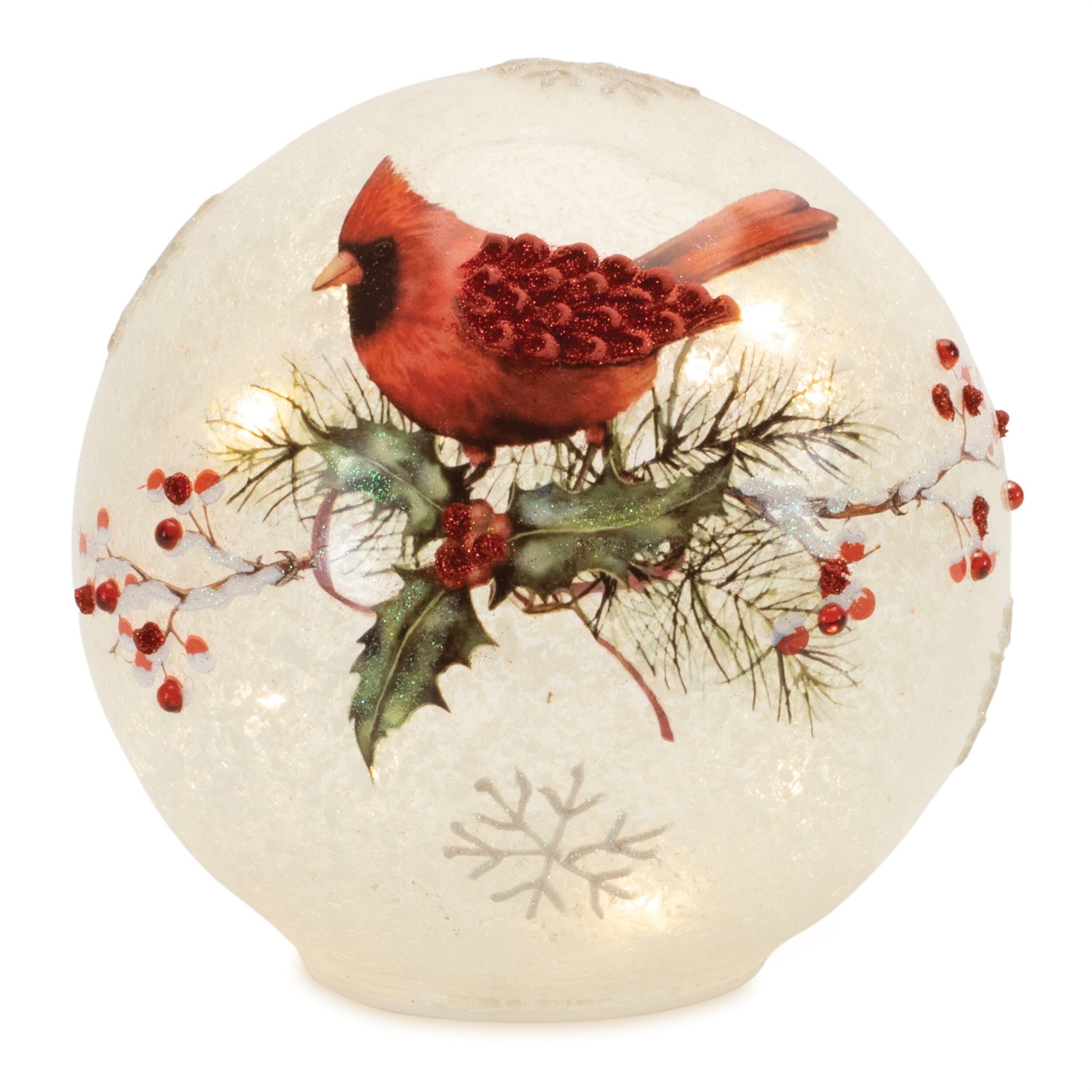 LED Frosted Cardinal Berry Globe (Set of 2), RED WHITE, alternate image number 2