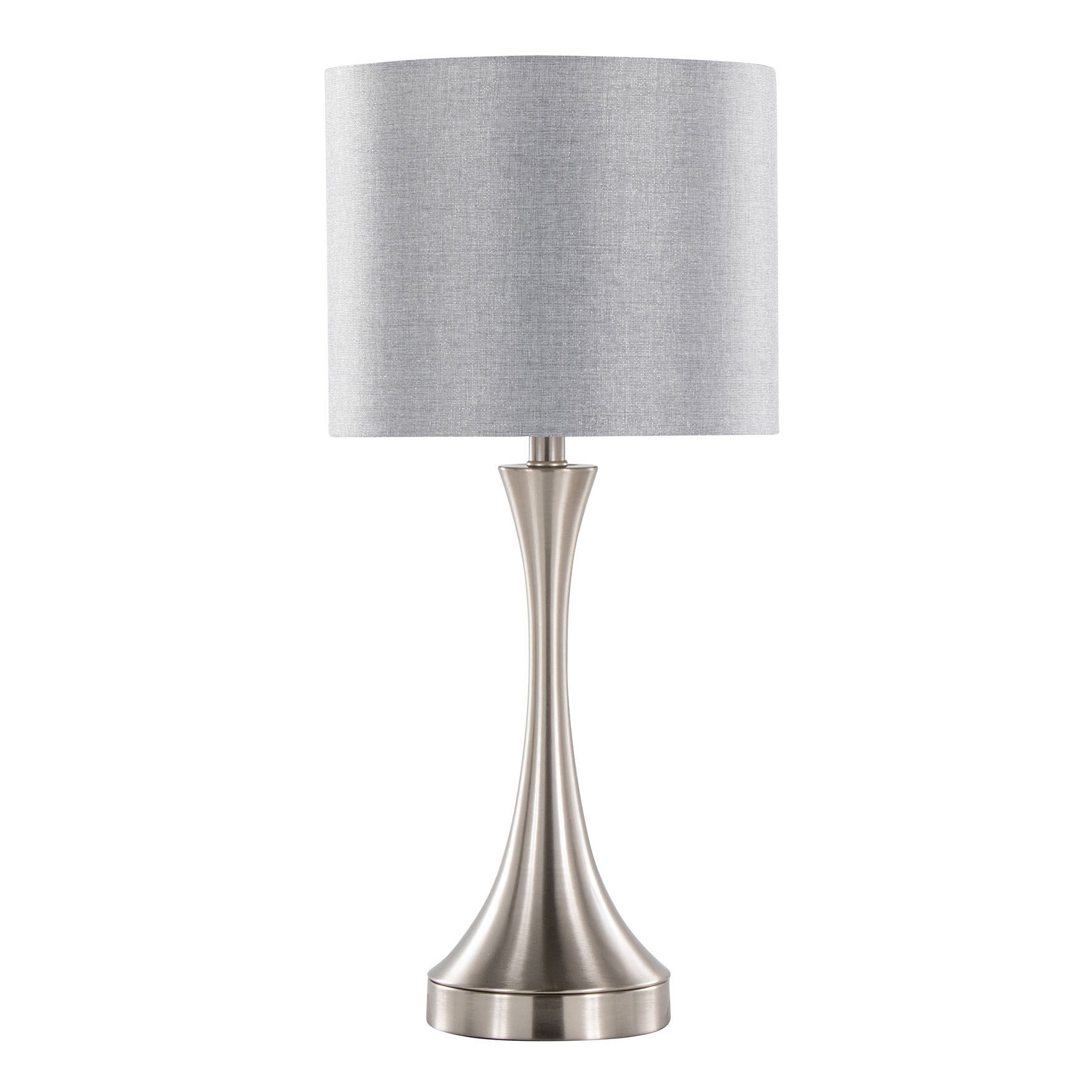 Lenuxe 25 inches Metal Table Lamp With Usb - Set Of 2, BRUSHED NICKEL GREY, hi-res image number 0