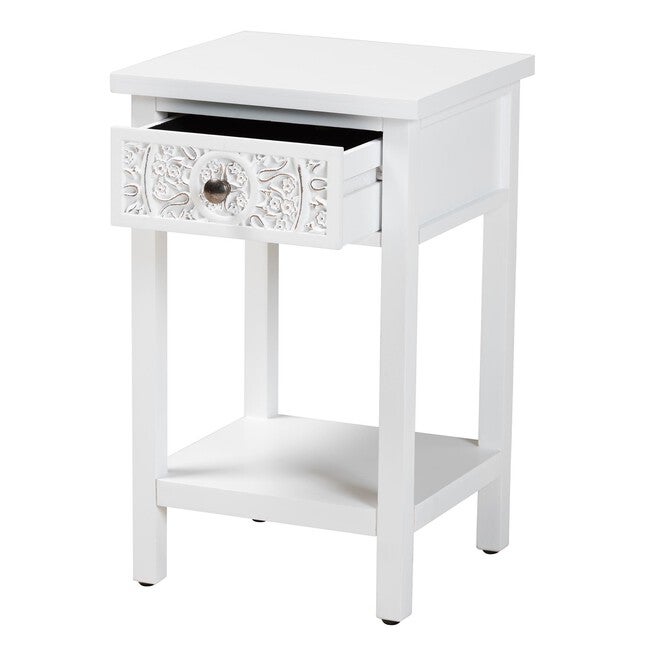 Yelena Classic And Traditional White Finished Wood 1-Drawer End Table, , on-hover image number 1