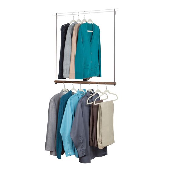 Hanging Closet Doubler, Bronze Frame with Walnut Wood Rod Woman Within