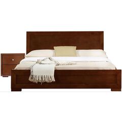 Trent Wooden Platform Bed in Black, Queen with 2 Nightstands