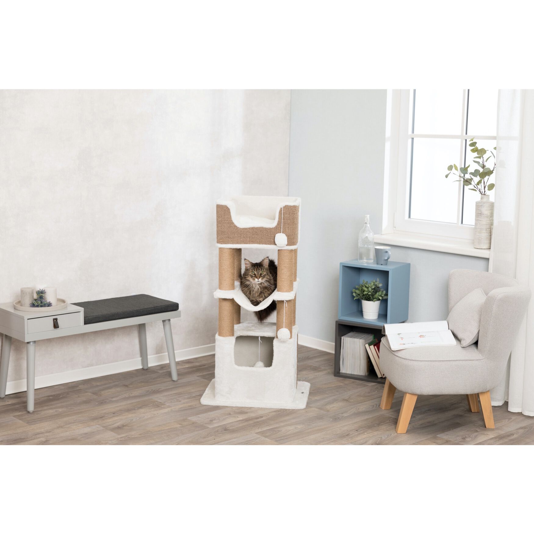 Lucano Cat Tower Scratching Post Cream, , alternate image number 2