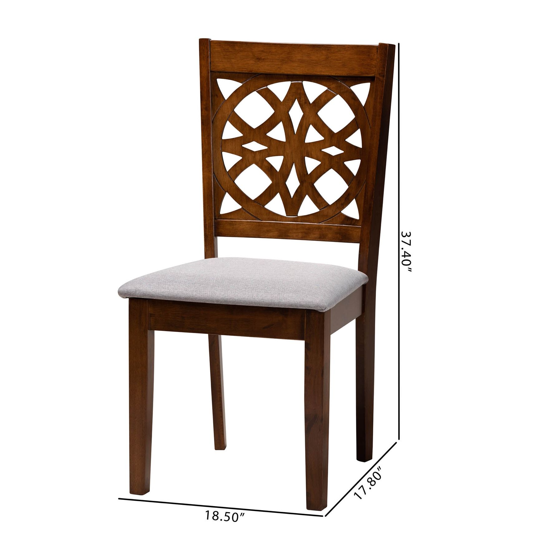 Abigail Modern Grey Fabric and Walnut Brown Finished Wood 2-Piece Dining Chair Set, , alternate image number 27
