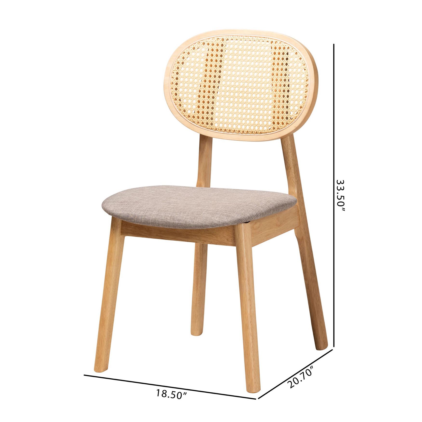 Darrion Mid-Century Modern Grey Fabric And Natural Oak Finished Wood 2-Piece Dining Chair Set, , alternate image number 14