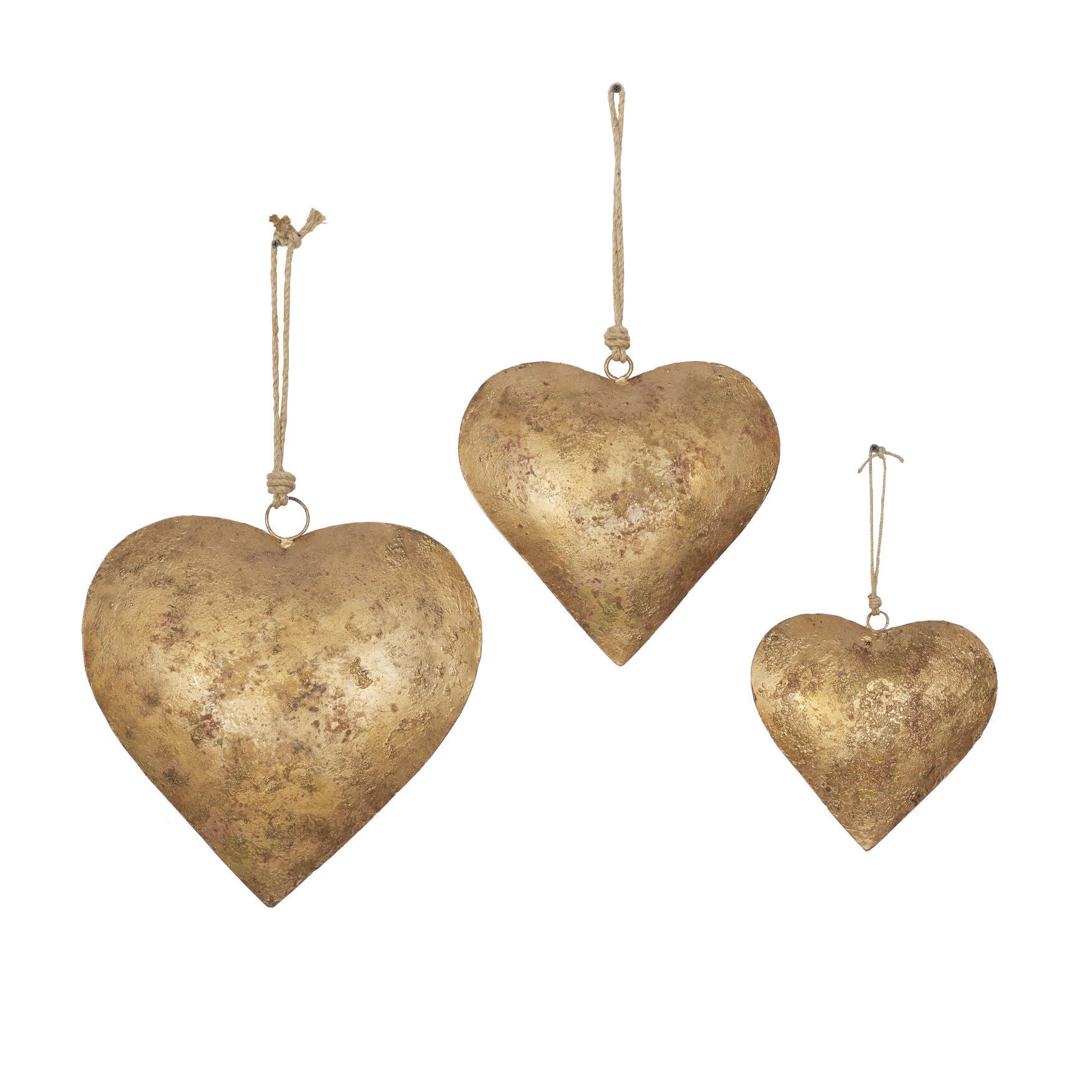 Set Of 3 Gold Metal Rustic Windchime, GOLD, hi-res image number 0