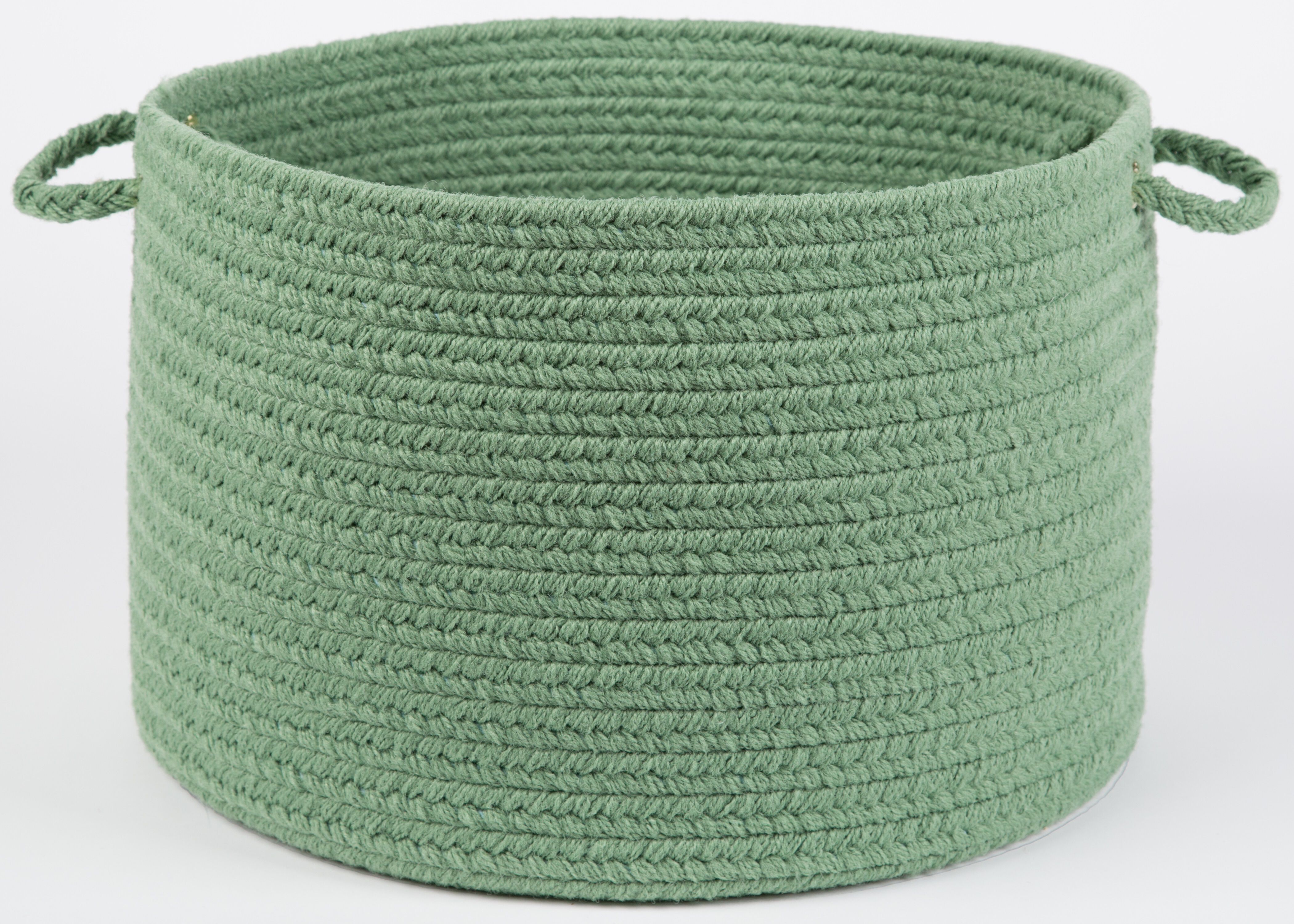 18 inches x 12 inches Braided Basket with Handles, CELADON, on-hover image number 1