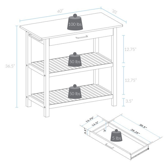 Kitchen Island with Solid Wood Top, , alternate image number 4