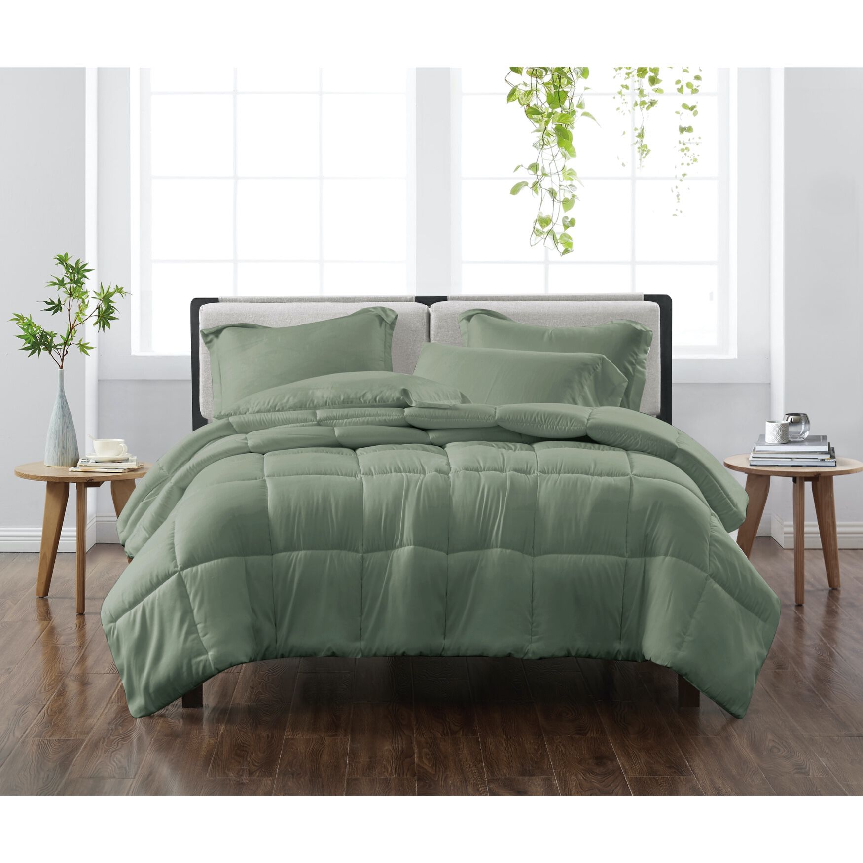 Heritage Solid Comforter Set, GREEN, hi-res image number 0
