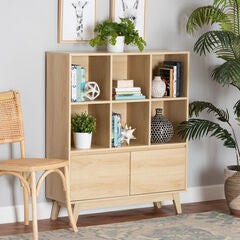 Danina Japandi Oak Brown Finished Wood Bookshelf