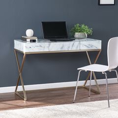 Kamblemore Faux Marble Writing Desk W Storage