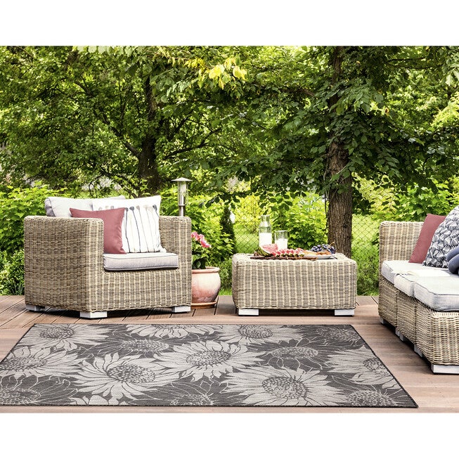 Carmel Sunflower Field Indoor/Outdoor Area Rug Black, , alternate image number 5