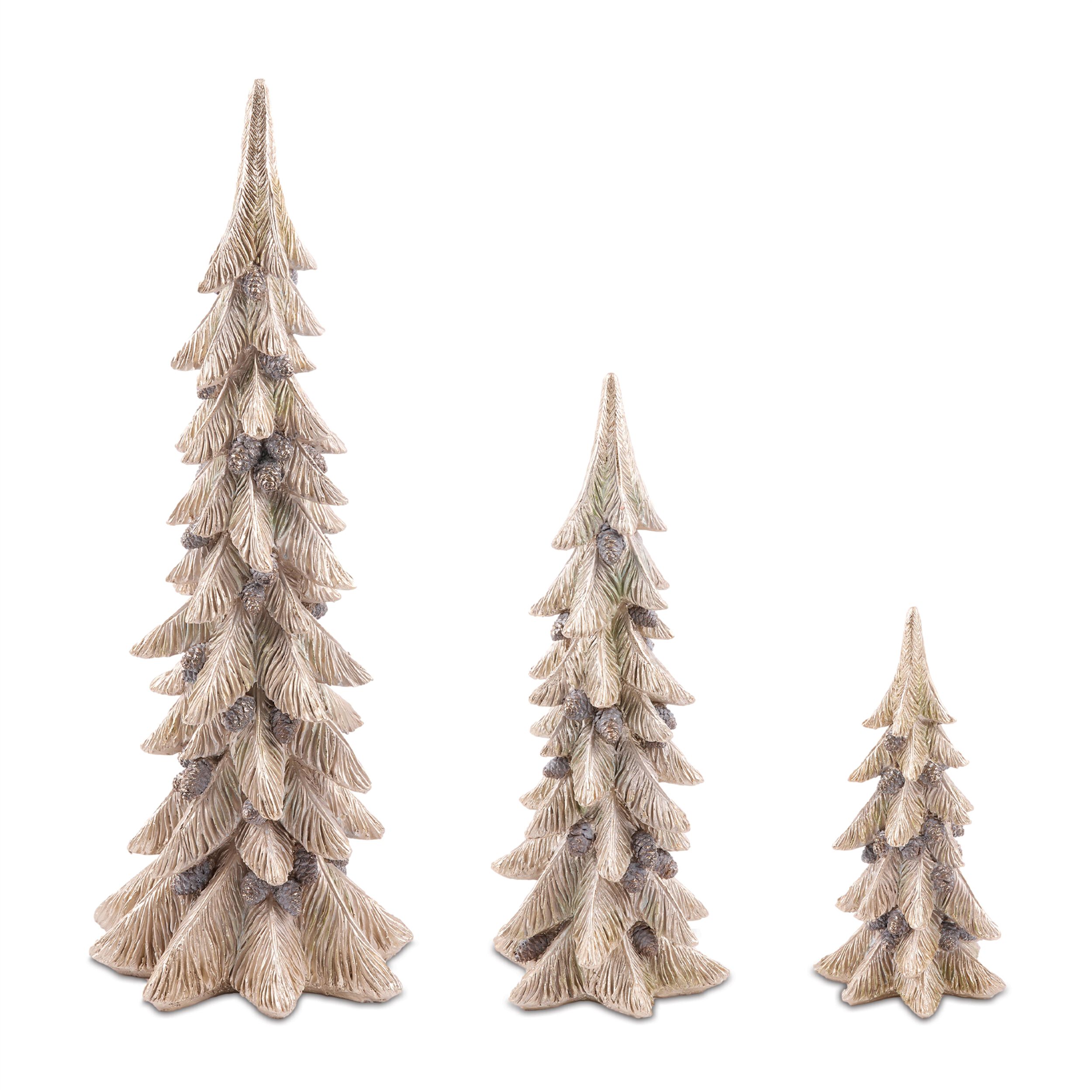 Metallic Pine Tree with Pinecones (Set of 3), GOLD, alternate image number 1