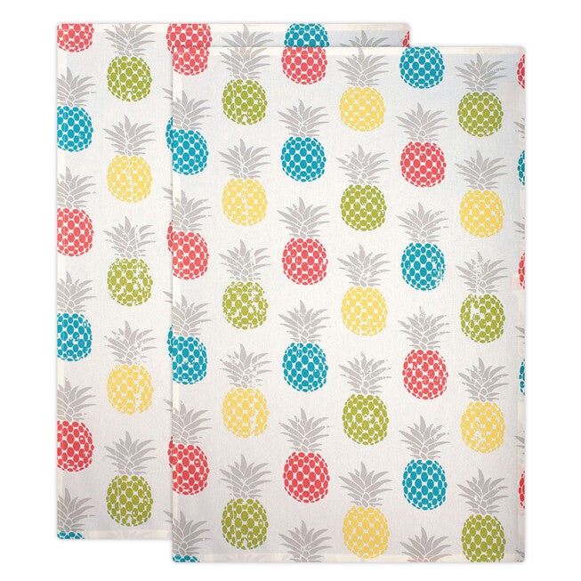 Designer Print Towel Set/2, MULTI PINEAPPLE, hi-res image number 0