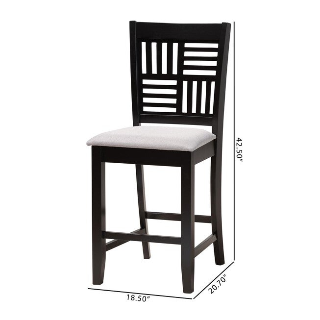 Deanna Modern Beige Fabric And Dark Brown Finished Wood 2-Piece Counter Stool Set, , alternate image number null