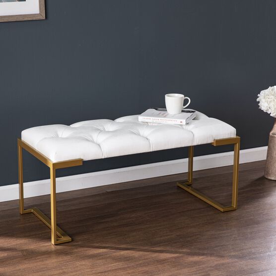 Neelana Upholstered Bench, WHITE, hi-res image number null