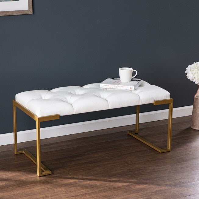 Neelana Upholstered Bench, WHITE, hi-res image number 0