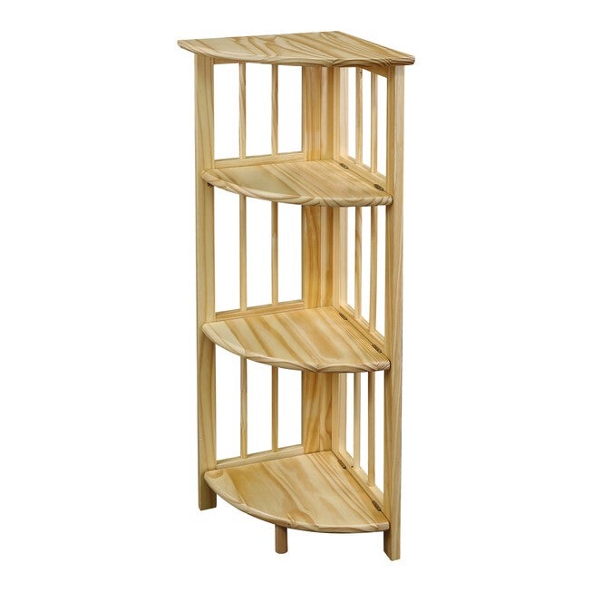 4-Shelf Corner Folding Bookcase-Natural, , alternate image number null