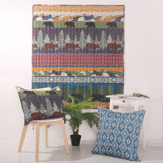 Black Bear Lodge Quilted Throw Blanket, , alternate image number null