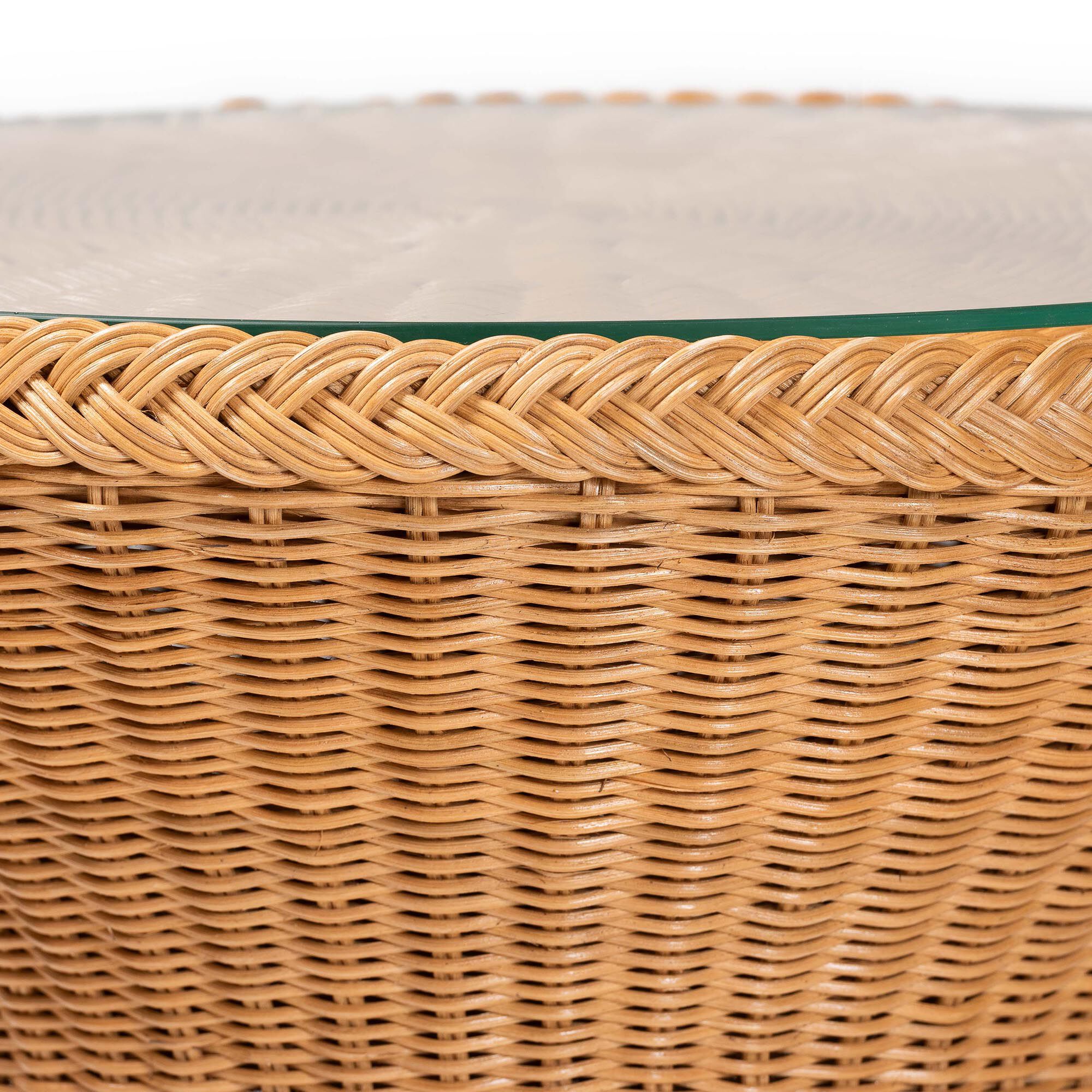 Nina Bohemian Light Honey Braided Rattan End Table with Glass Tabletop, NATURAL, alternate image number 2