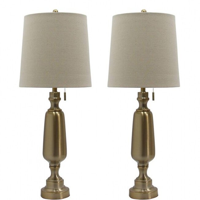 Antique Brass Metal 30.5 inches Table Lamp, Set 2, , on-hover image number null