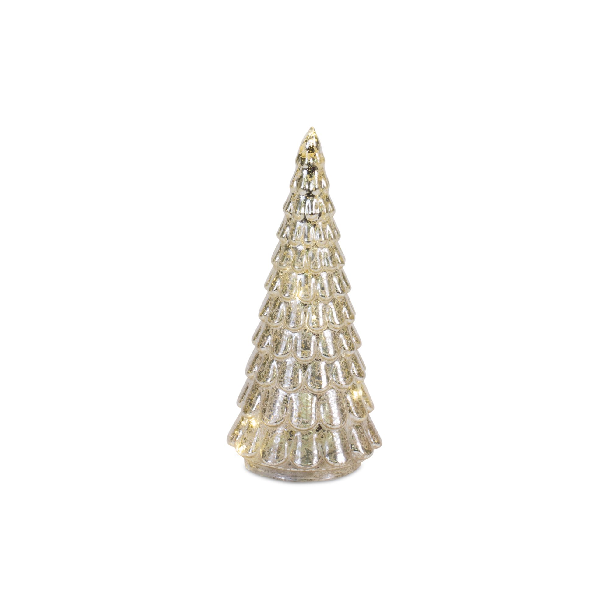 LED Lighted Mercury Glass Holiday Tree Decor (Set of 4), SILVER GOLD, alternate image number 3