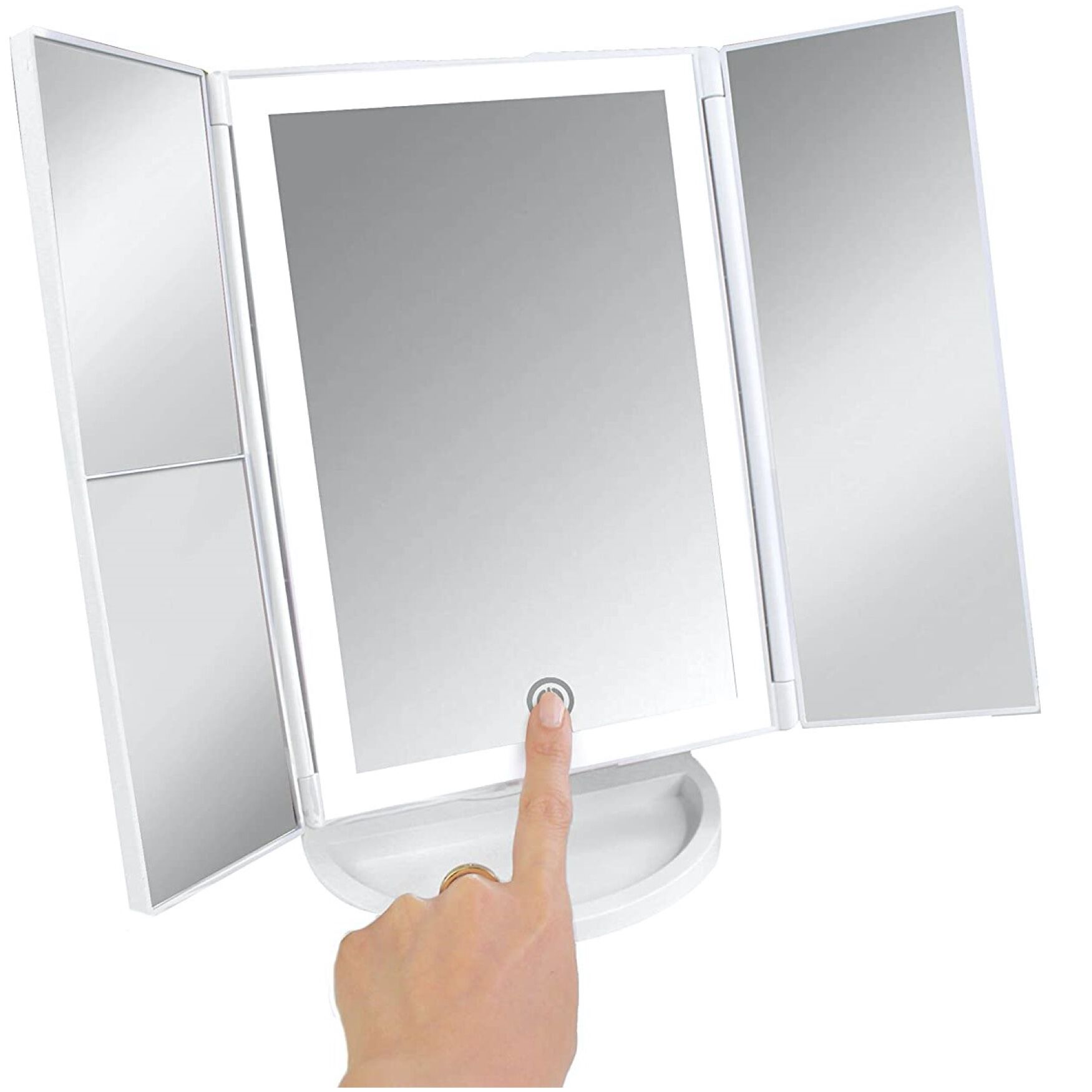 Tri-Fold Makeup Mirror With 3-Color Led Lighting, , alternate image number 6