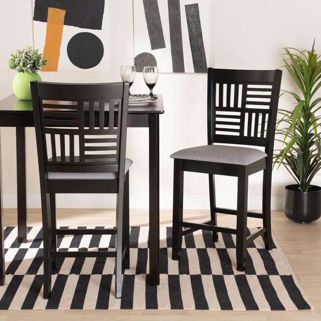 Deanna Modern Beige Fabric And Dark Brown Finished Wood 2-Piece Counter Stool Set, , alternate image number null