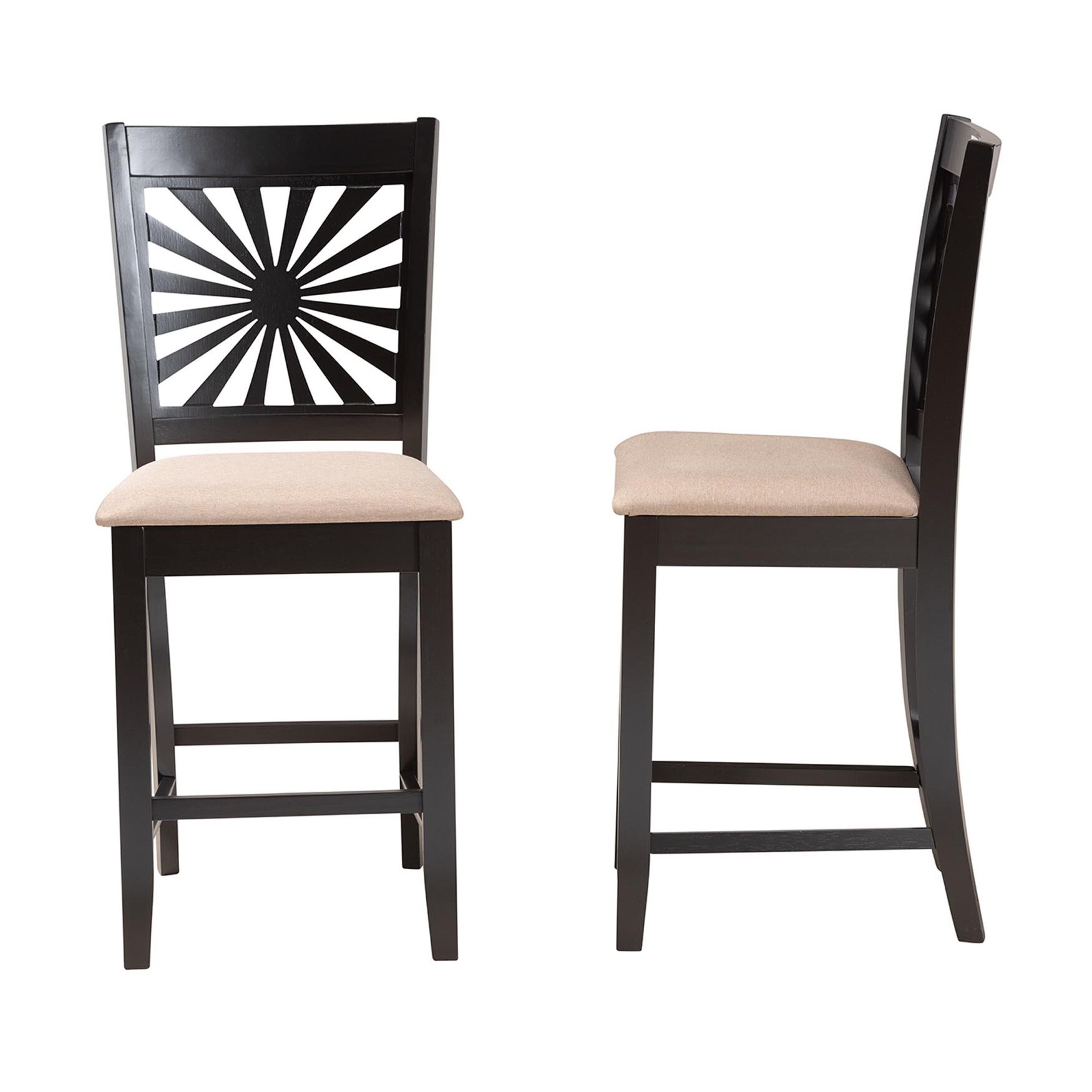 Olympia Modern Beige Fabric And Espresso Brown Finished Wood Counter Stool, , alternate image number 2