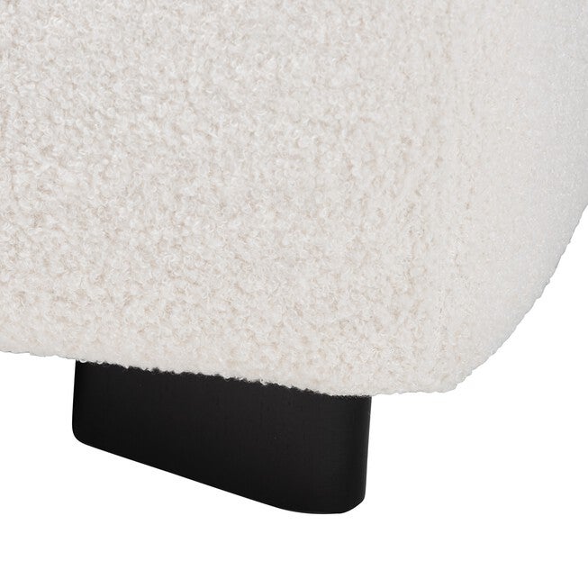 Athena Modern And Contemporary Ivory Boucle Upholstered And Black Finished Wood Square Ottoman, , alternate image number 3