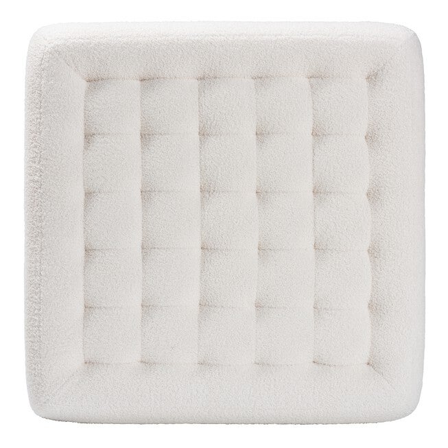 Athena Modern And Contemporary Ivory Boucle Upholstered And Black Finished Wood Square Ottoman, , alternate image number 2