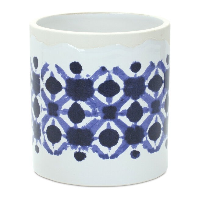 Pot (Set of 2) 4.5 inchesD x 5 inchesH, 5.5 inchesD x 6 inchesH Ceramic, WHITE/BLUE, alternate image number null